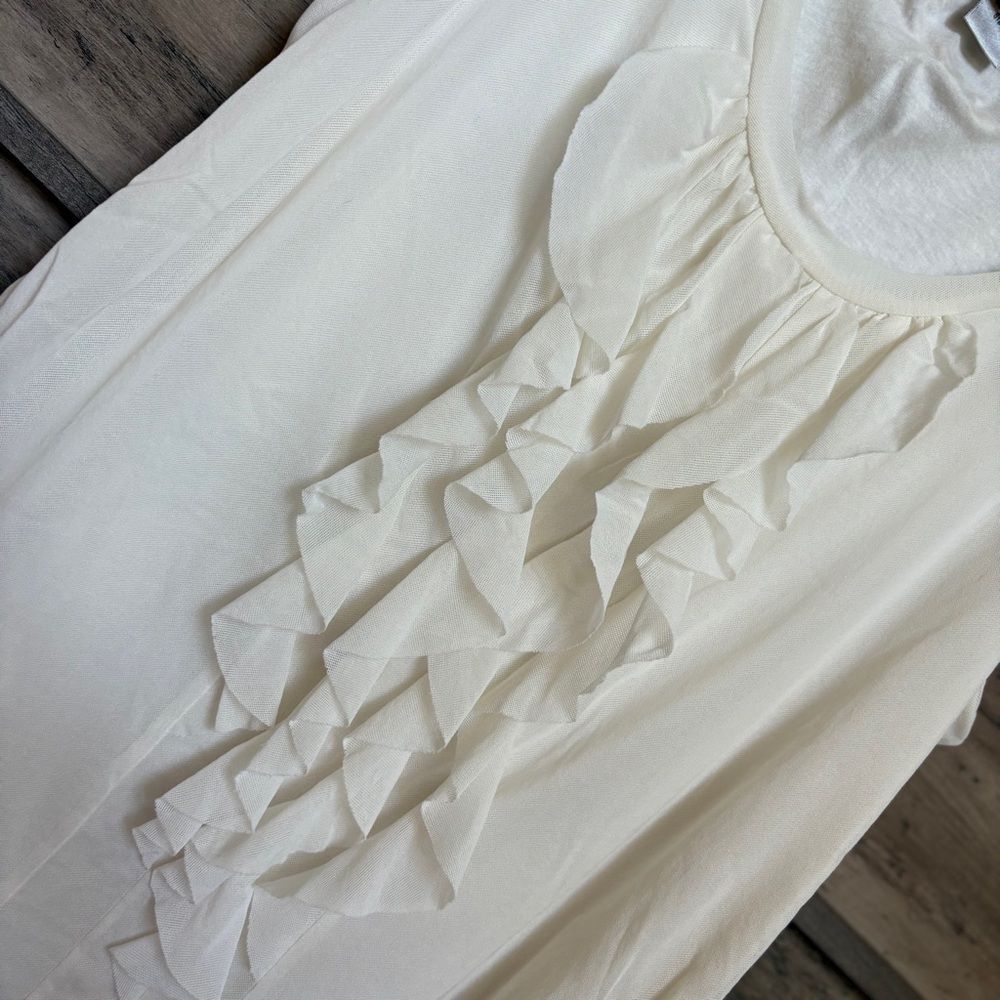 Chico's M Cream Blouse Top Luxury Boardwalk Preppy Professional Colonial Coastal - Picture 7 of 10
